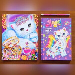 NEW Lisa Frank Bundle Chrissy Angel Kitty Coloring Book Purrscilla Folder Pencil